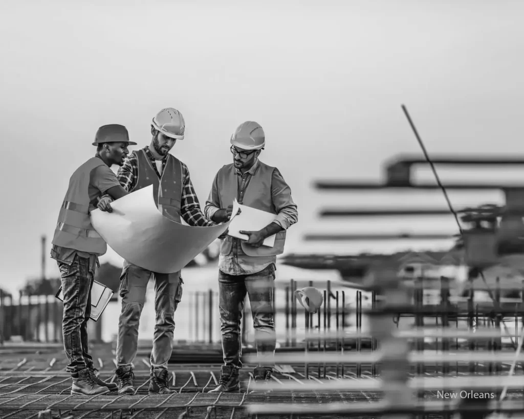 construction workers building onsite new orleans